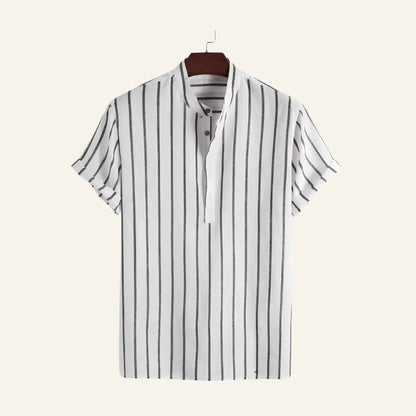 Men’s Striped Shirt – Old Money Carvell - White / S - Men’s Striped Shirt – Old Money Carvell