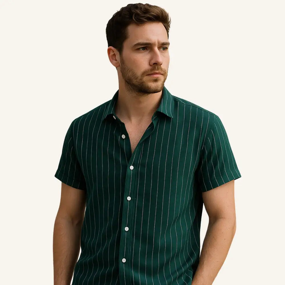 Men’s Striped Shirt – Old Money Green Nautic - Men’s Striped Shirt – Old Money Green Nautic