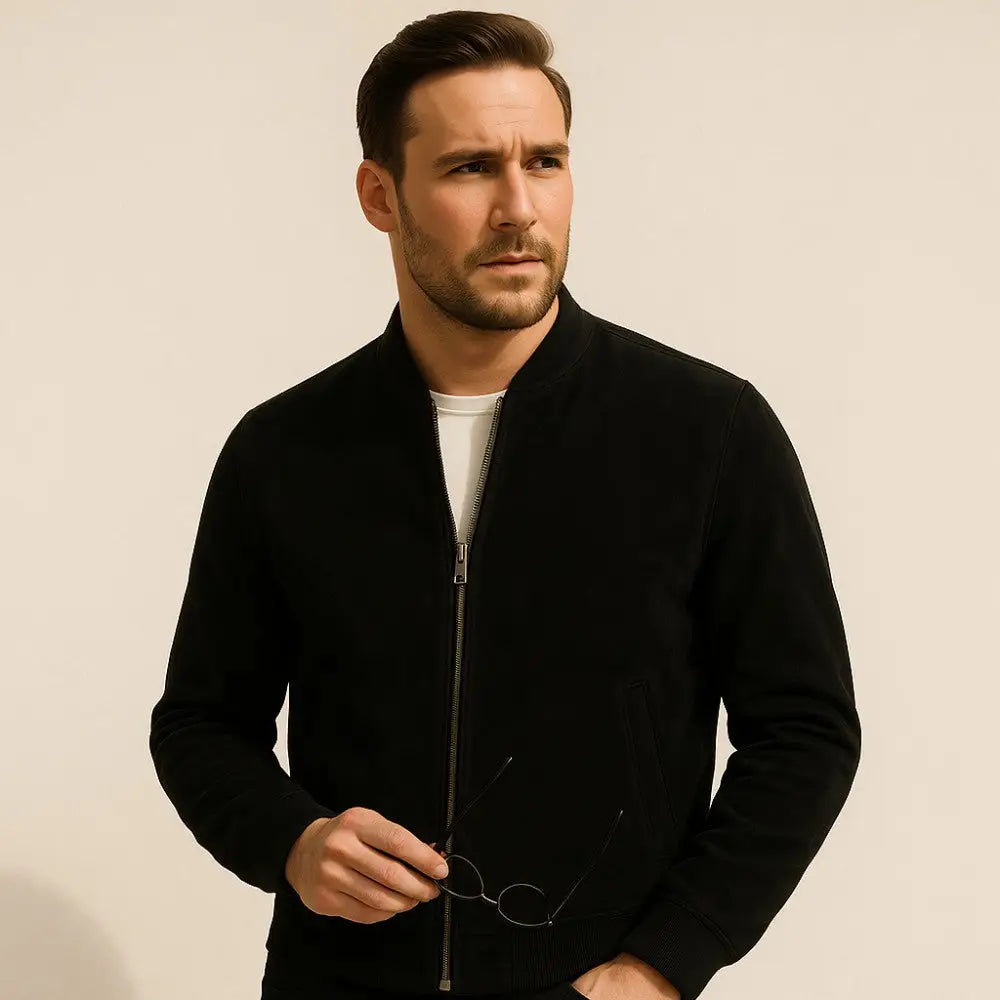 Men’s Suede Jacket – Old Money Renoir - Black / S - Men’s Suede Jacket – Old Money Renoir