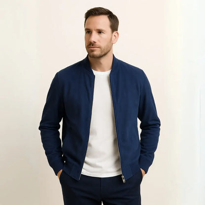 Men’s Suede Jacket – Old Money Renoir - Navy Blue / S - Men’s Suede Jacket – Old Money Renoir
