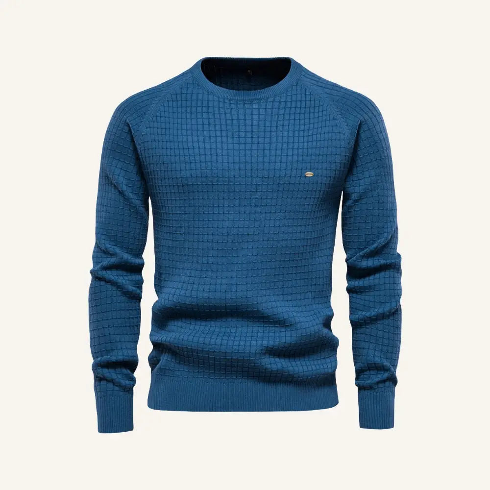 Men’s Textured Sweater – Pesson Nollan - Blue / S - Men’s Textured Sweater – Pesson Nollan