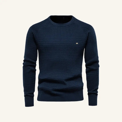 Men’s Textured Sweater – Pesson Nollan - Navy Blue / S - Men’s Textured Sweater – Pesson Nollan