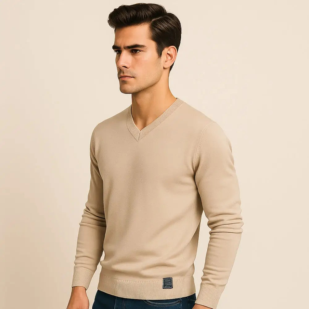 Men’s V-Neck Sweater – Pesson Lior - Men’s V-Neck Sweater – Pesson Lior
