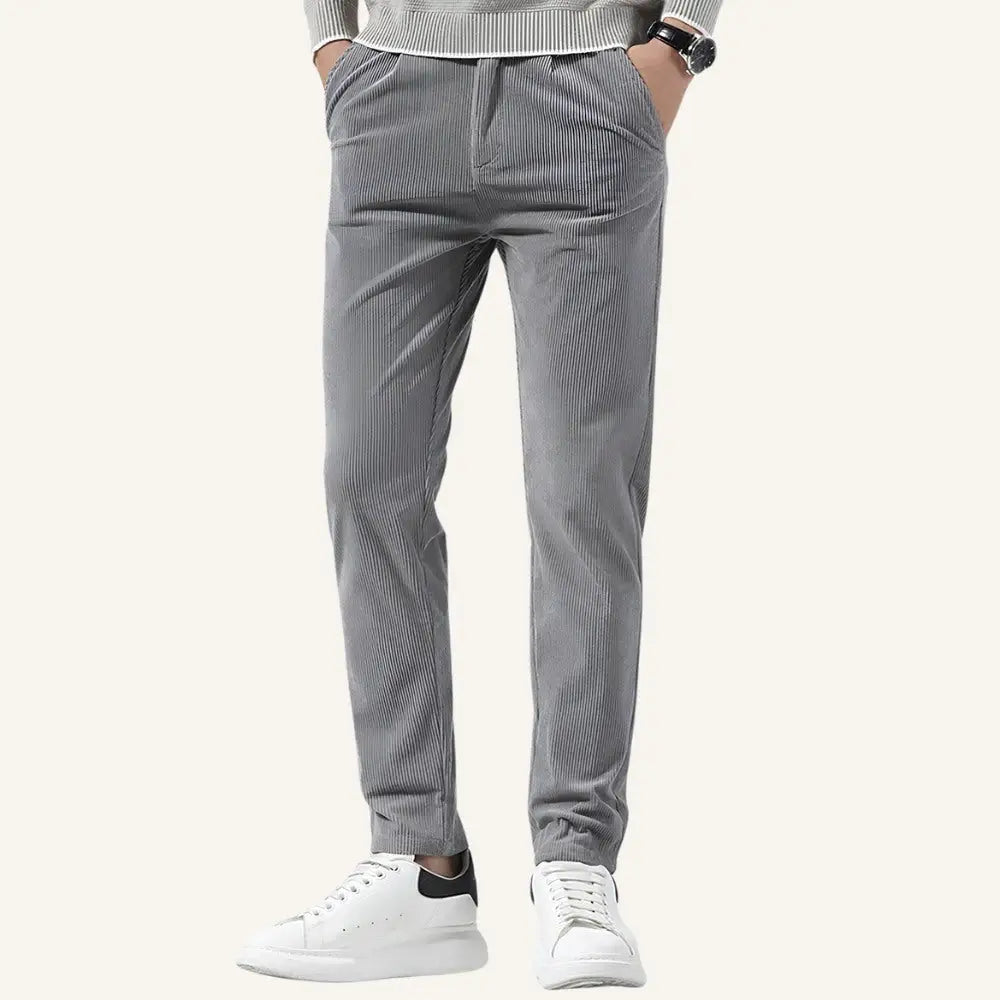Men’s Velvet Slim Fit Pants – Versailles - Gray / 28 - Men’s Velvet Slim Fit Pants – Versailles