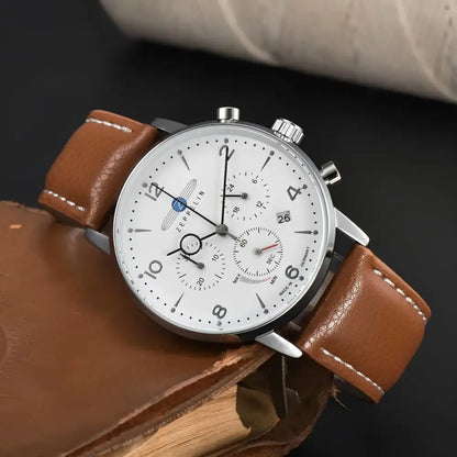Men’s Zeppelin White Chronograph Watch - Brown - Men’s Zeppelin White Chronograph Watch