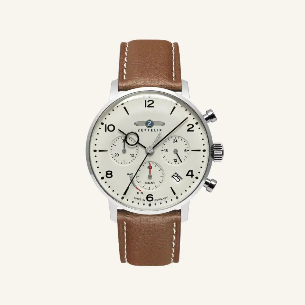Men’s Zeppelin White Chronograph Watch - Brown - Men’s Zeppelin White Chronograph Watch