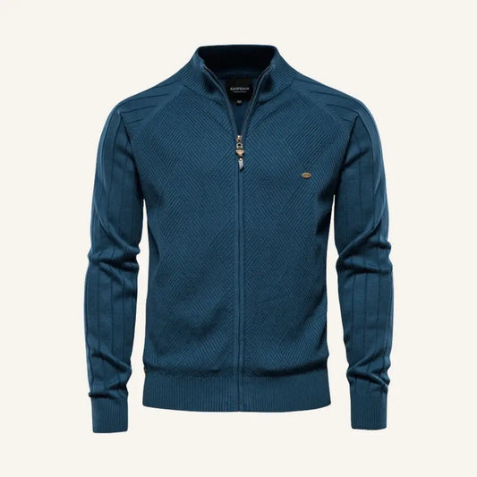 Men’s Zip Sweater – Pesson Arno - Cyan Blue / S - Men’s Zip Sweater – Pesson Arno