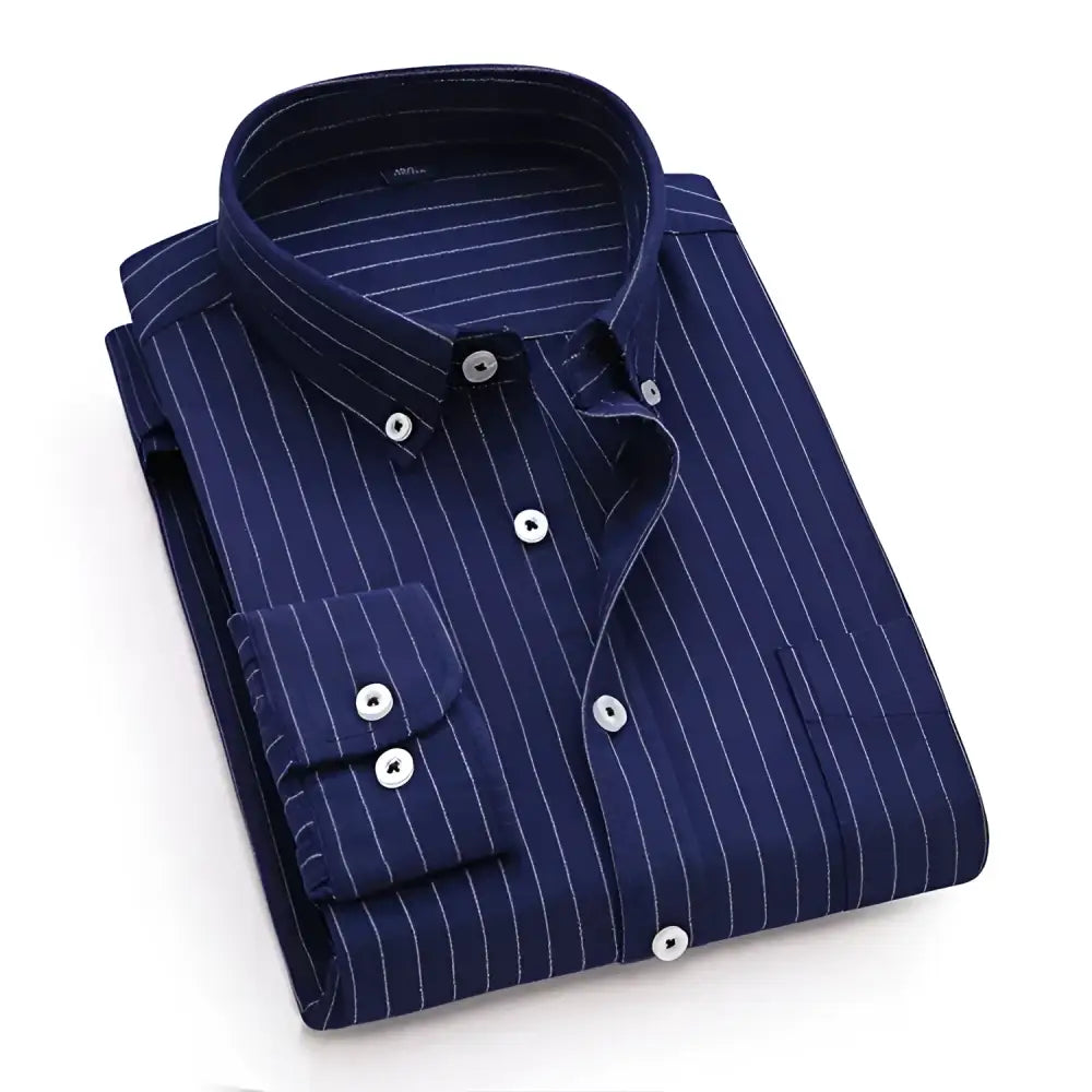 Signature Oxford Shirt - Navy Striped Oxford / S - Signature Oxford Shirt