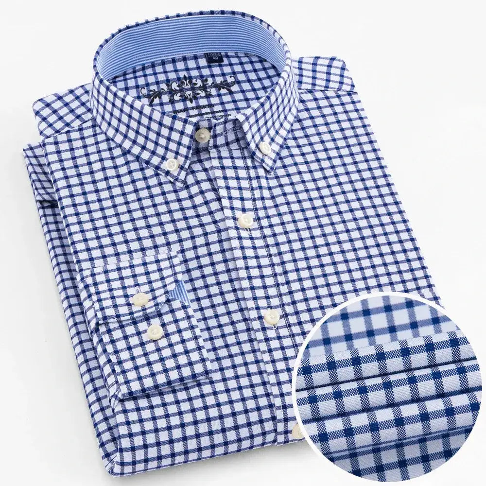 Wexford Oxford Essential Shirt - Blue plaid / S - Wexford Oxford Essential Shirt