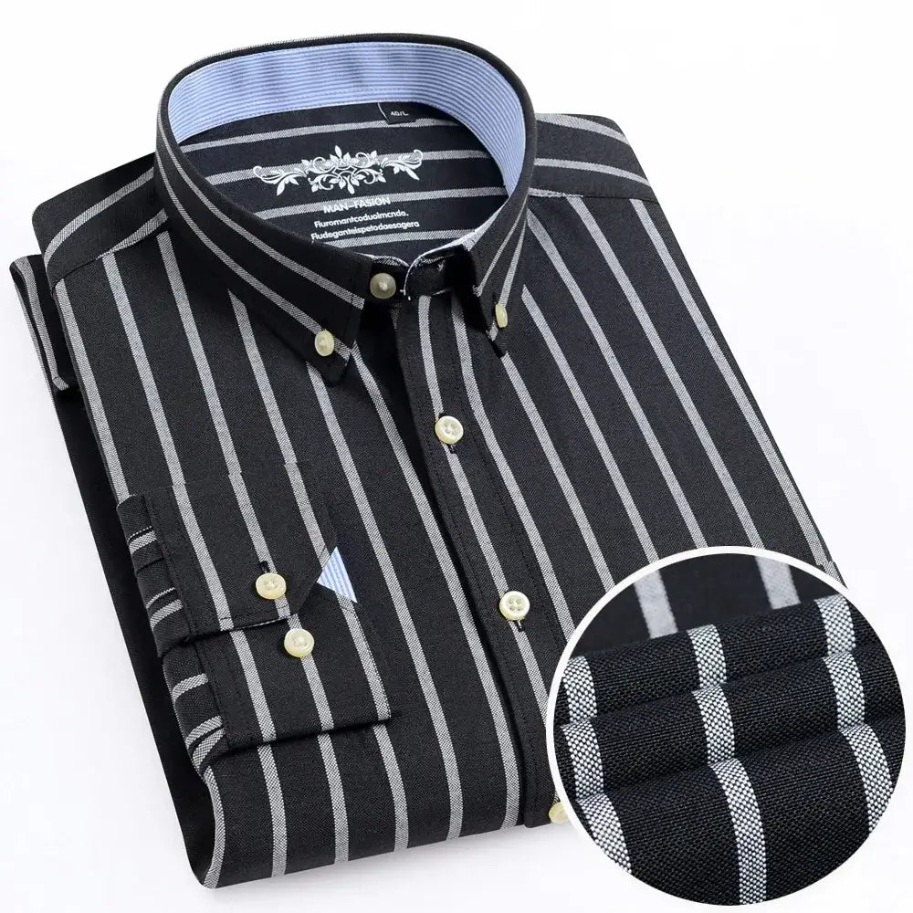 Wexford Oxford Essential Shirt - BW Wide Stripes / S - Wexford Oxford Essential Shirt