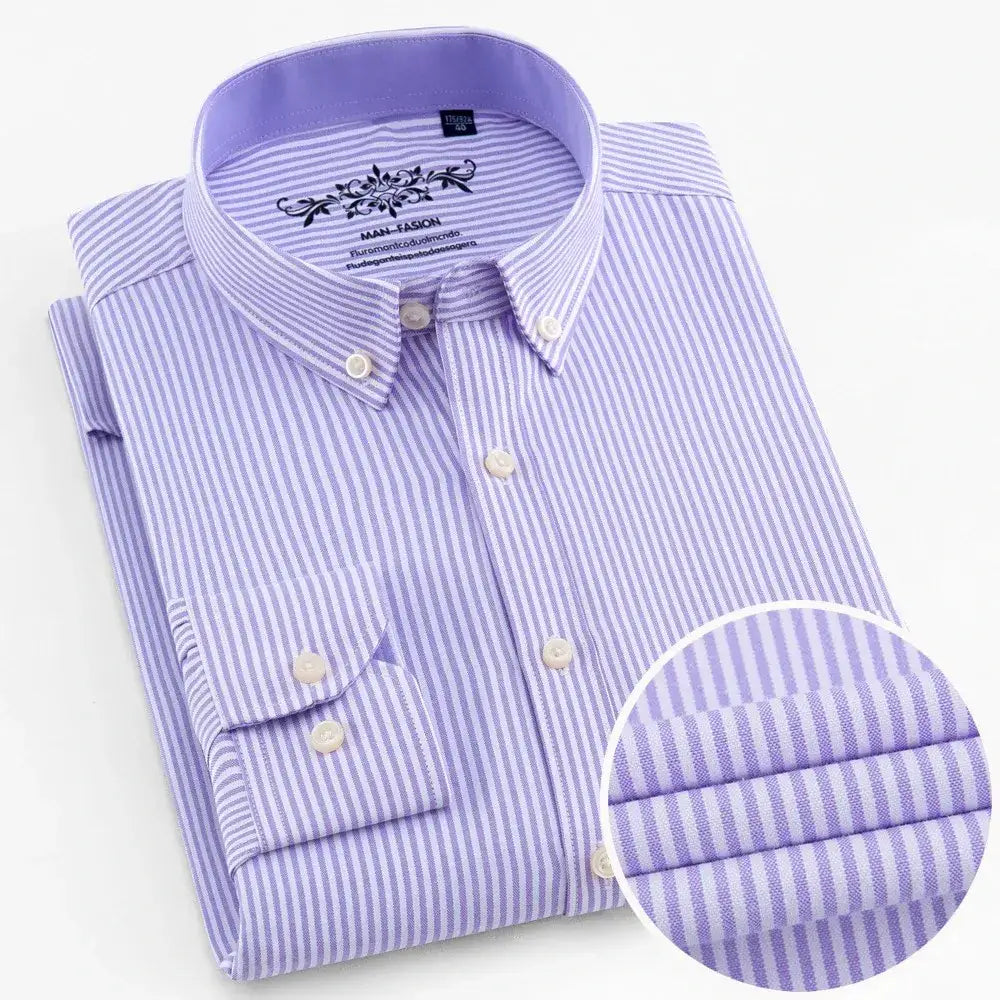 Wexford Oxford Essential Shirt - Light Purple Striped / S - Wexford Oxford Essential Shirt