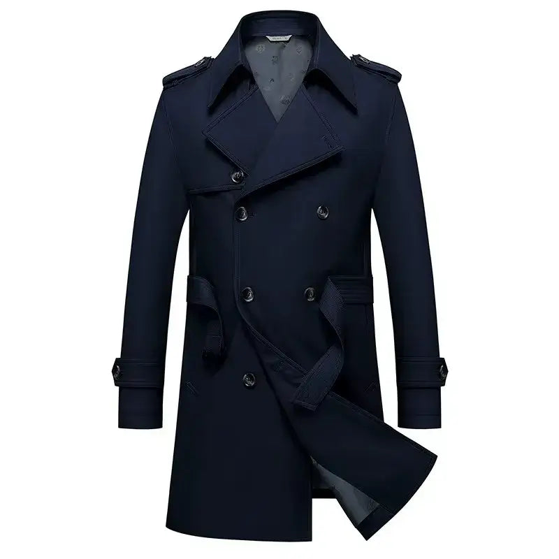 Windsor Classic Double-Breasted Overcoat - Black / M - Windsor Classic Double-Breasted Overcoat