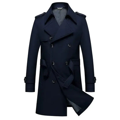Windsor Classic Double-Breasted Overcoat - Black / M - Windsor Classic Double-Breasted Overcoat