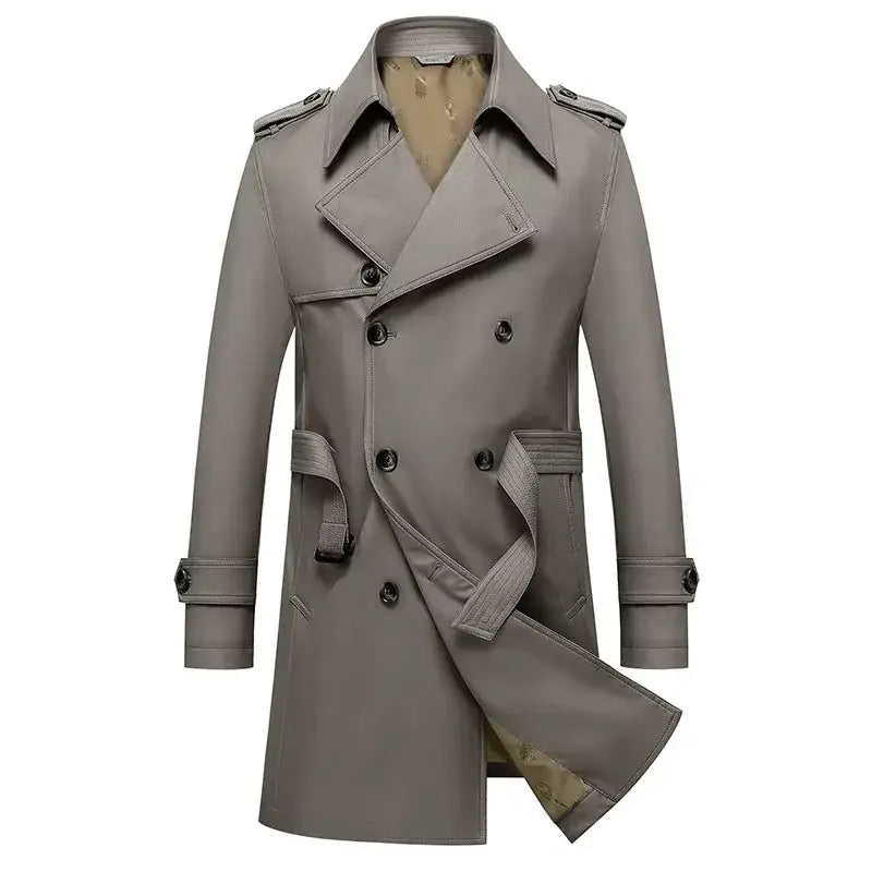 Windsor Classic Double-Breasted Overcoat - Coffee / M - Windsor Classic Double-Breasted Overcoat