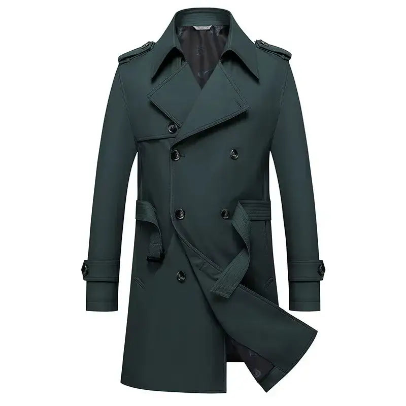 Windsor Classic Double-Breasted Overcoat - Dark Green / M - Windsor Classic Double-Breasted Overcoat