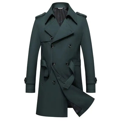 Windsor Classic Double-Breasted Overcoat - Dark Green / M - Windsor Classic Double-Breasted Overcoat