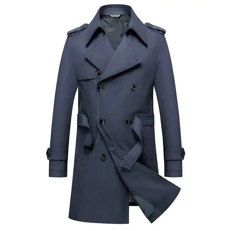 Windsor Classic Double-Breasted Overcoat - Haze Blue / M - Windsor Classic Double-Breasted Overcoat