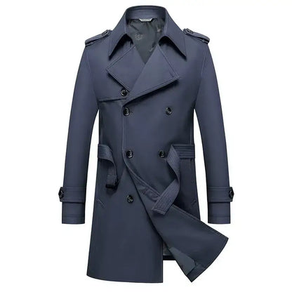 Windsor Classic Double-Breasted Overcoat - Haze Blue / M - Windsor Classic Double-Breasted Overcoat