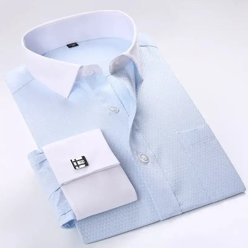 Windsor Regent French-Cuff Dress Shirt - Light Blue Contrast White / S - Windsor Regent French-Cuff Dress Shirt