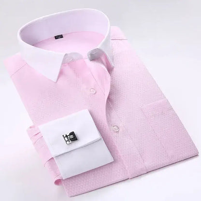 Windsor Regent French-Cuff Dress Shirt - Pink Contrast White / S - Windsor Regent French-Cuff Dress Shirt